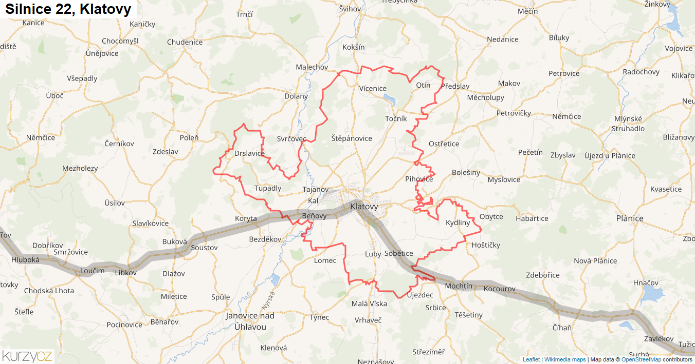 Klatovy, Silnice 22 - Mapa