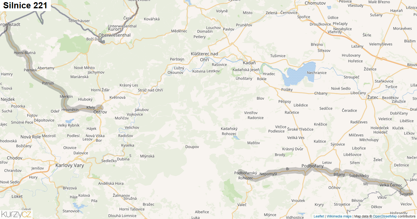 Silnice 221 - mapa Silnice 221