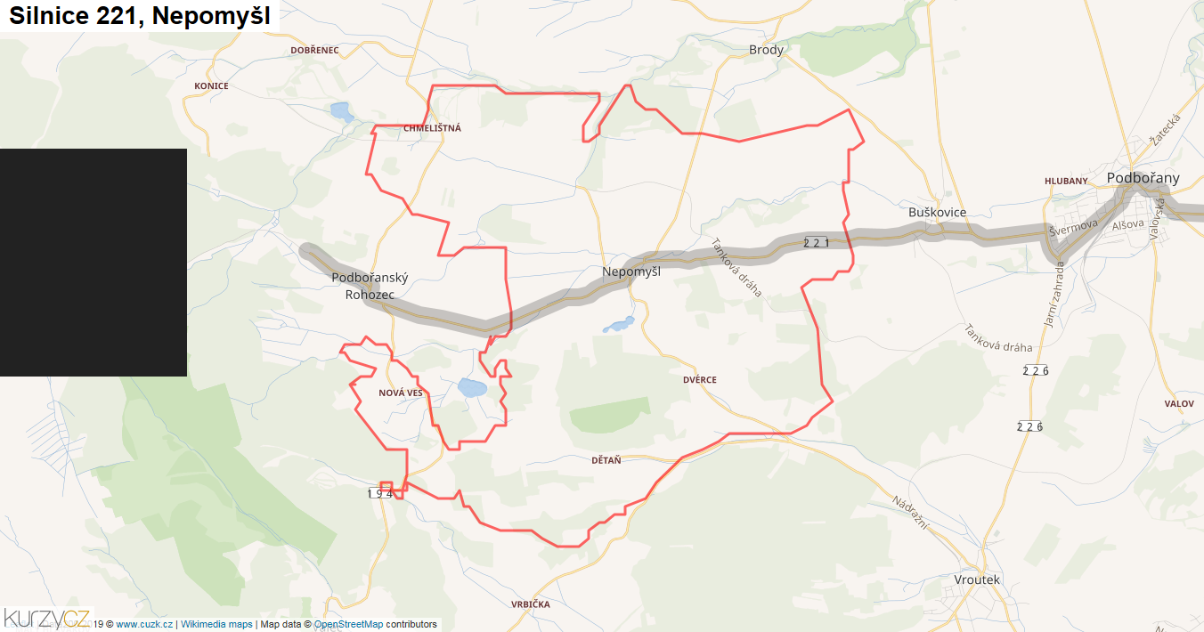 Nepomyšl, Silnice 221 - Mapa