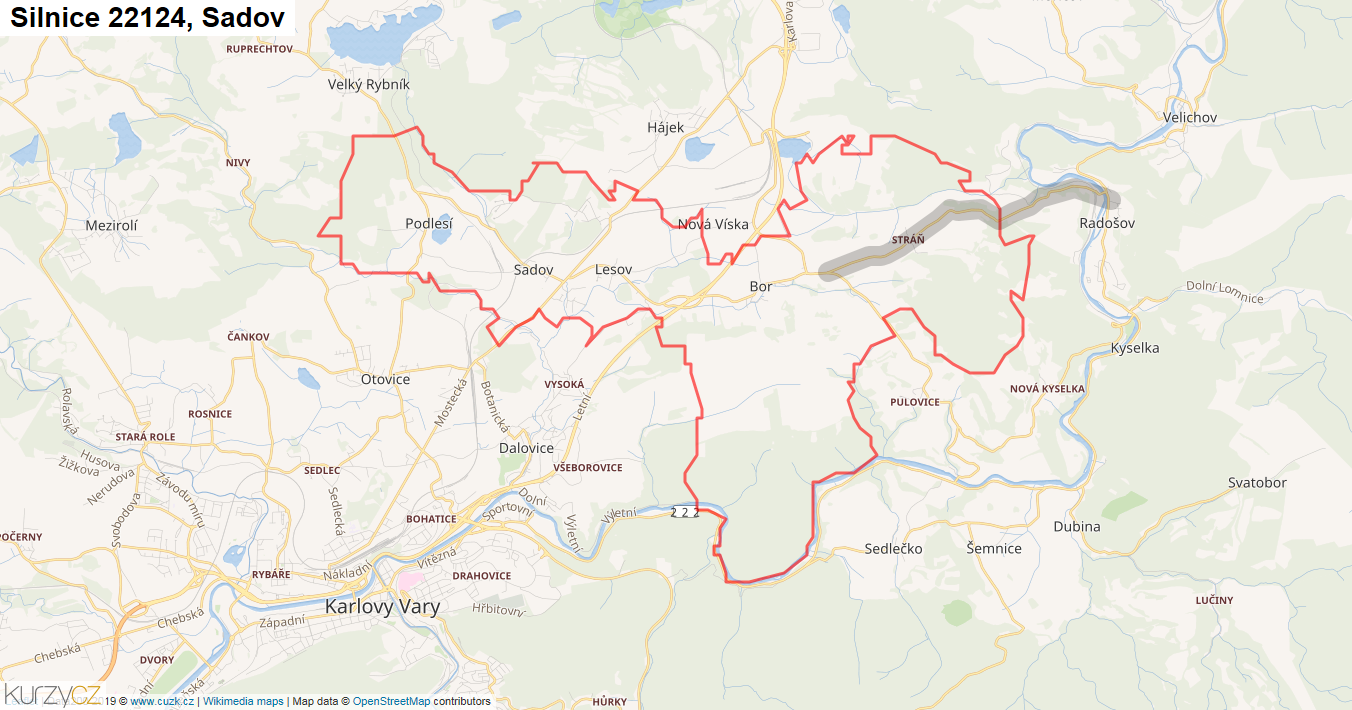 Sadov, Silnice 22124 - Mapa