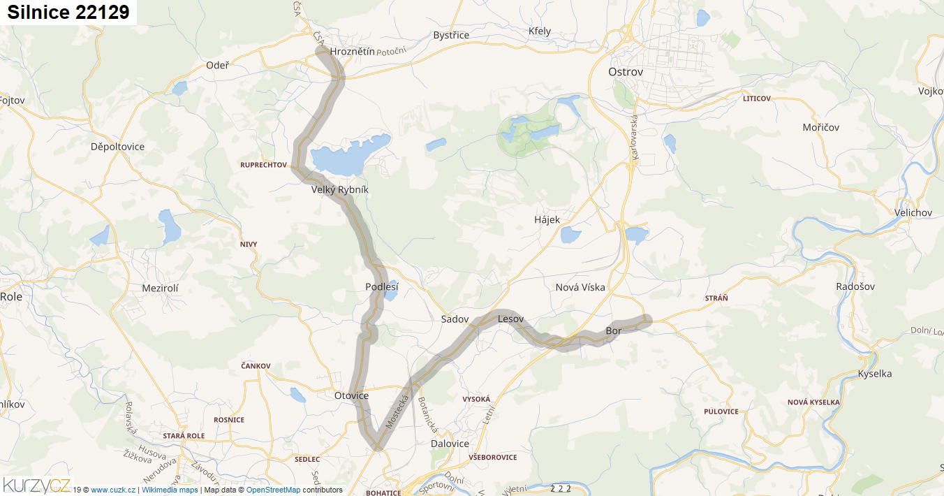Silnice 22129 - mapa Silnice 22129
