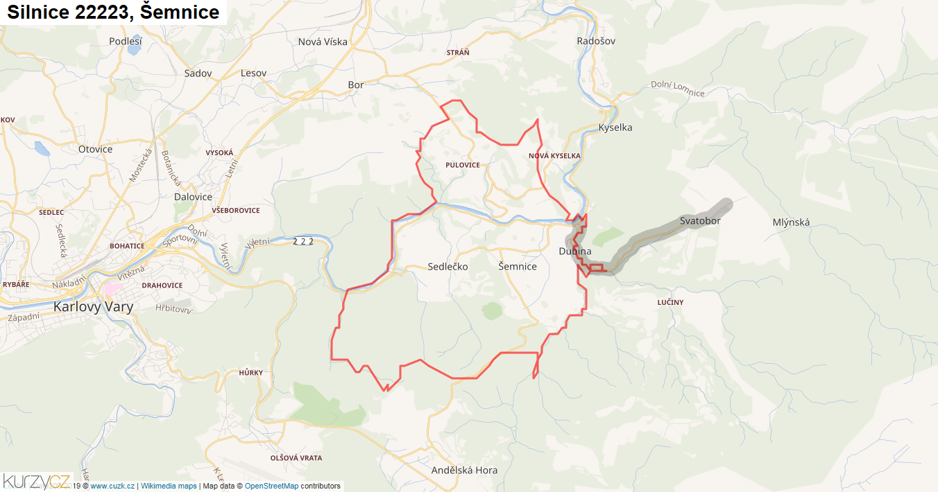 Šemnice, Silnice 22223 - Mapa