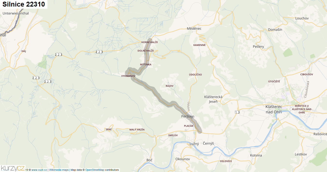 Silnice 22310 - mapa Silnice 22310