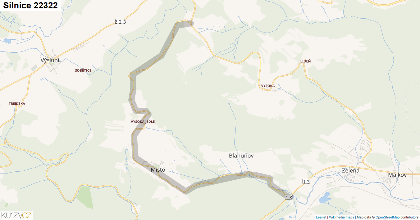Silnice 22322 - mapa Silnice 22322