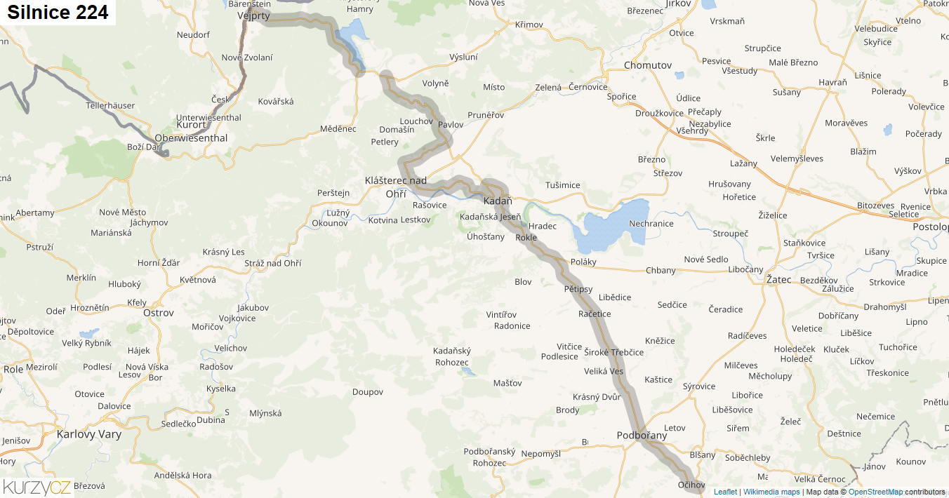 Silnice 224 - mapa Silnice 224