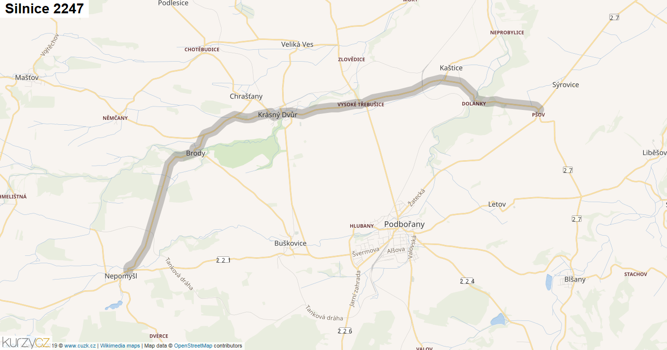 Silnice 2247 - mapa Silnice 2247