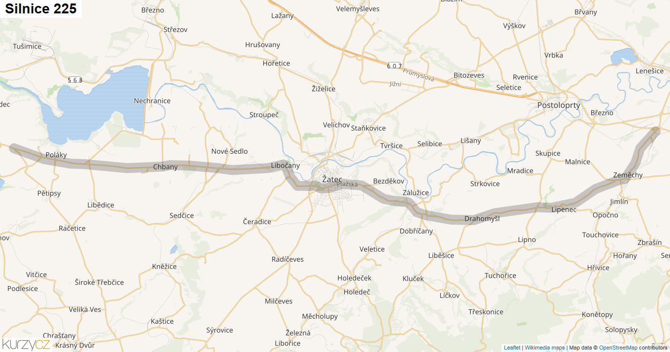 Silnice 225 - mapa Silnice 225