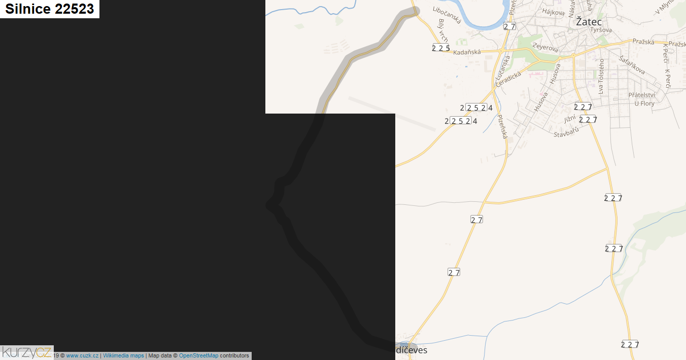 Silnice 22523 - mapa Silnice 22523