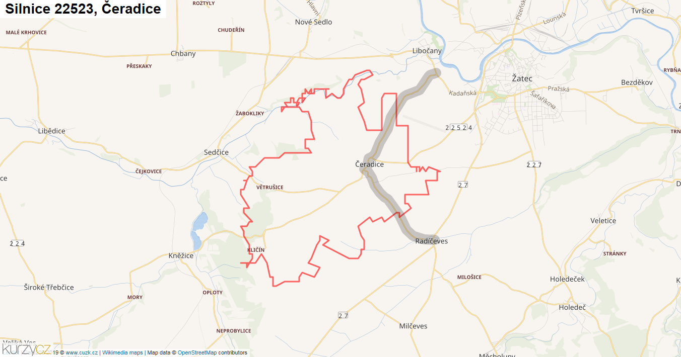 Čeradice, Silnice 22523 - Mapa