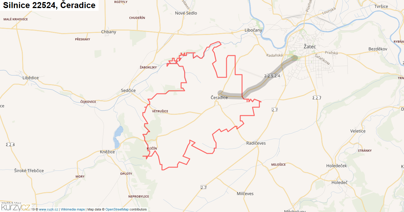 Čeradice, Silnice 22524 - Mapa