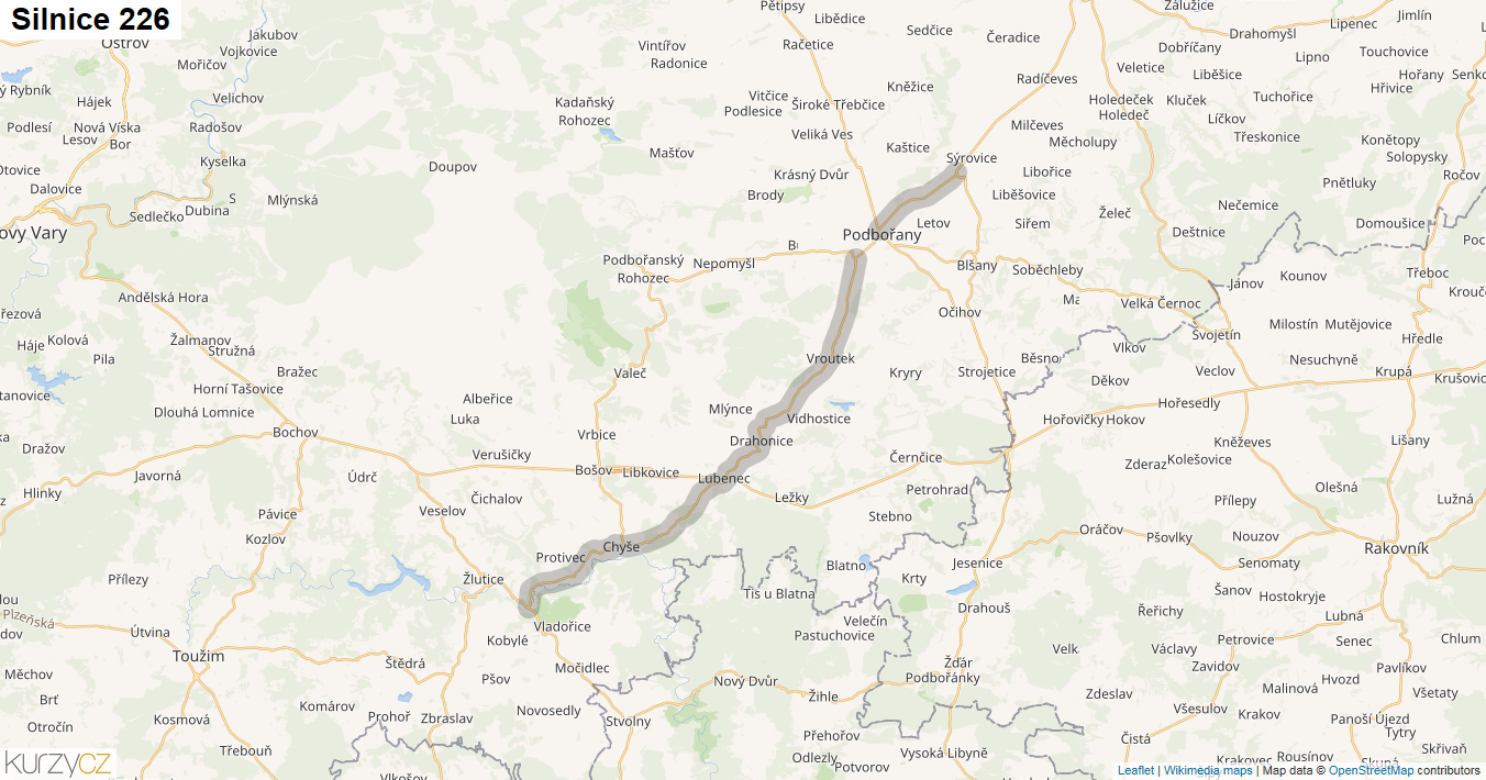Silnice 226 - mapa Silnice 226