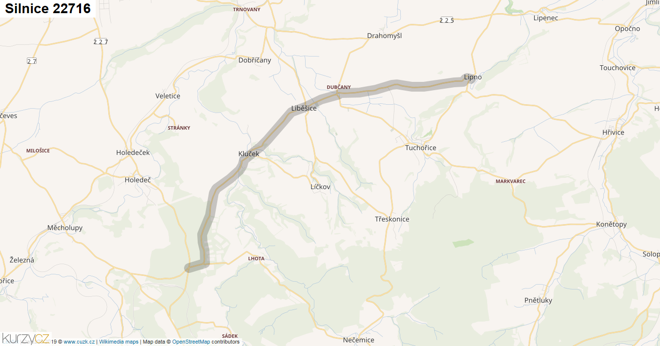 Silnice 22716 - mapa Silnice 22716