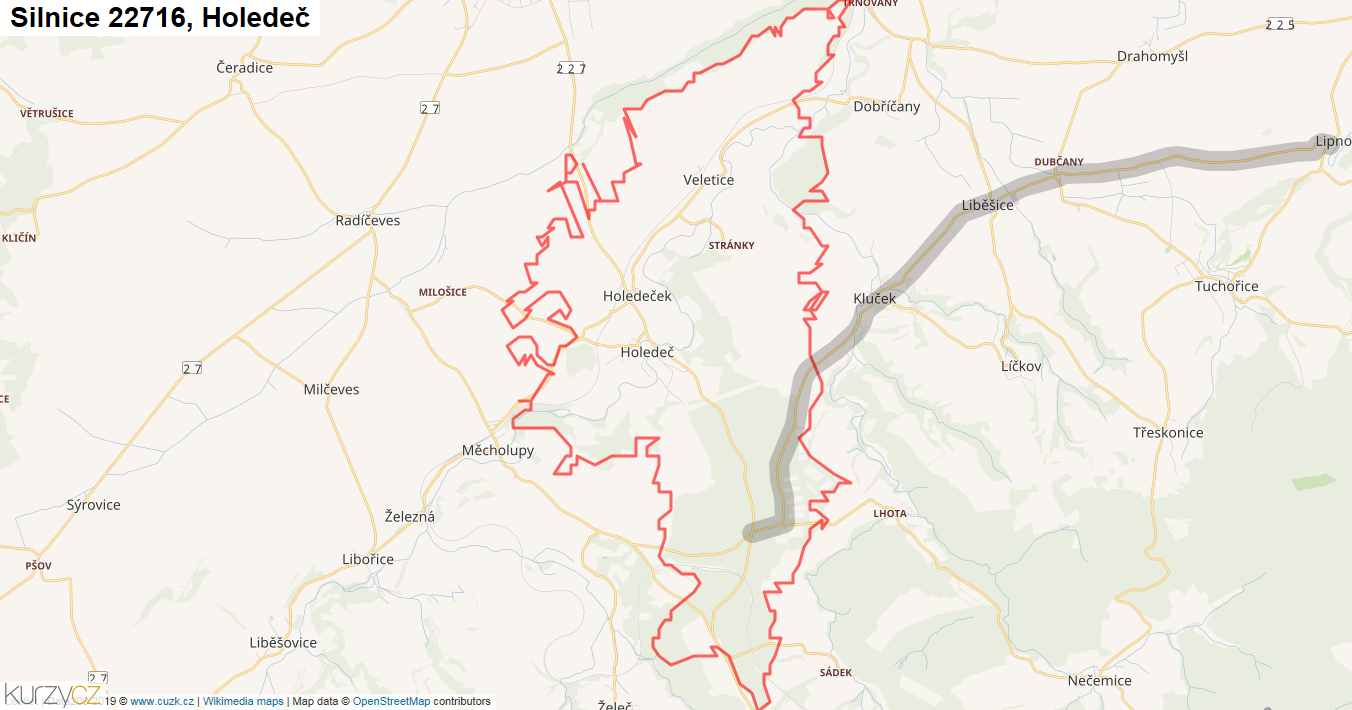 Holedeč, Silnice 22716 - Mapa