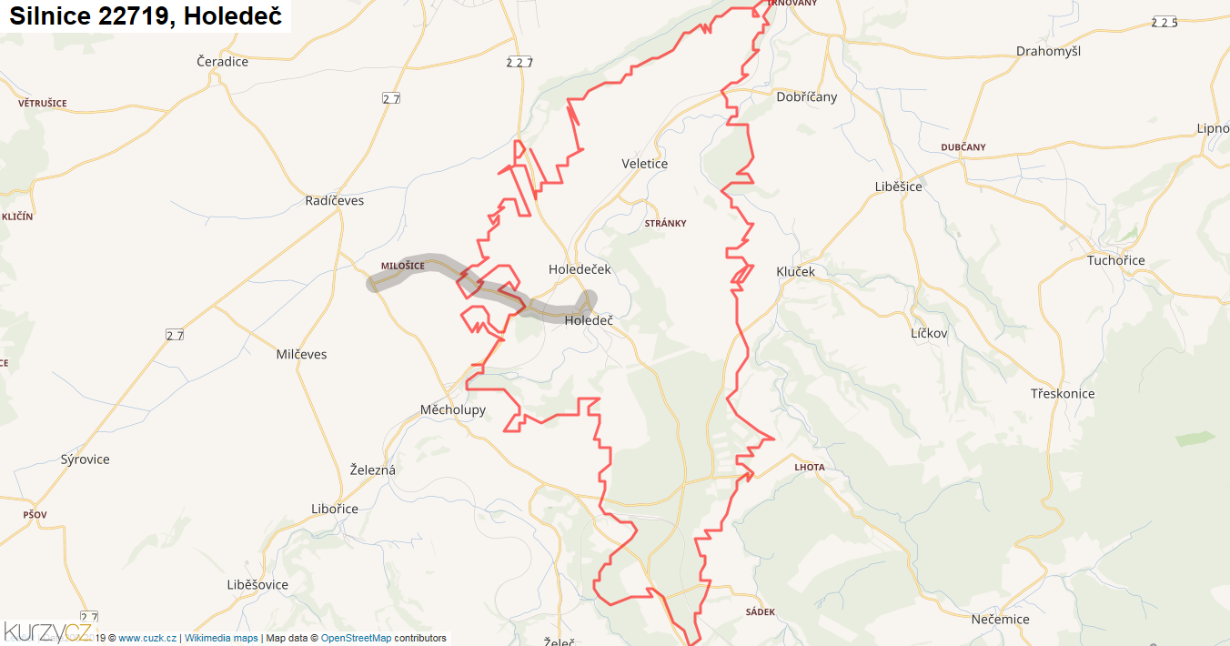 Holedeč, Silnice 22719 - Mapa