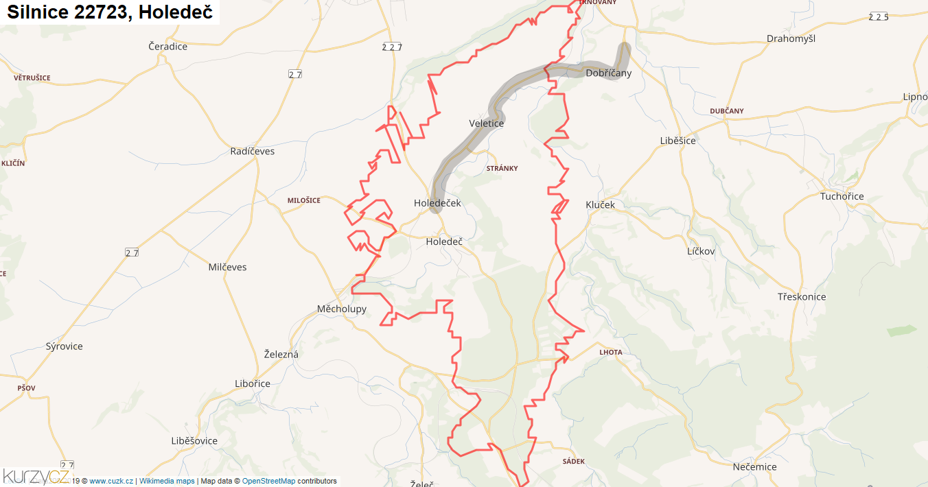 Holedeč, Silnice 22723 - Mapa
