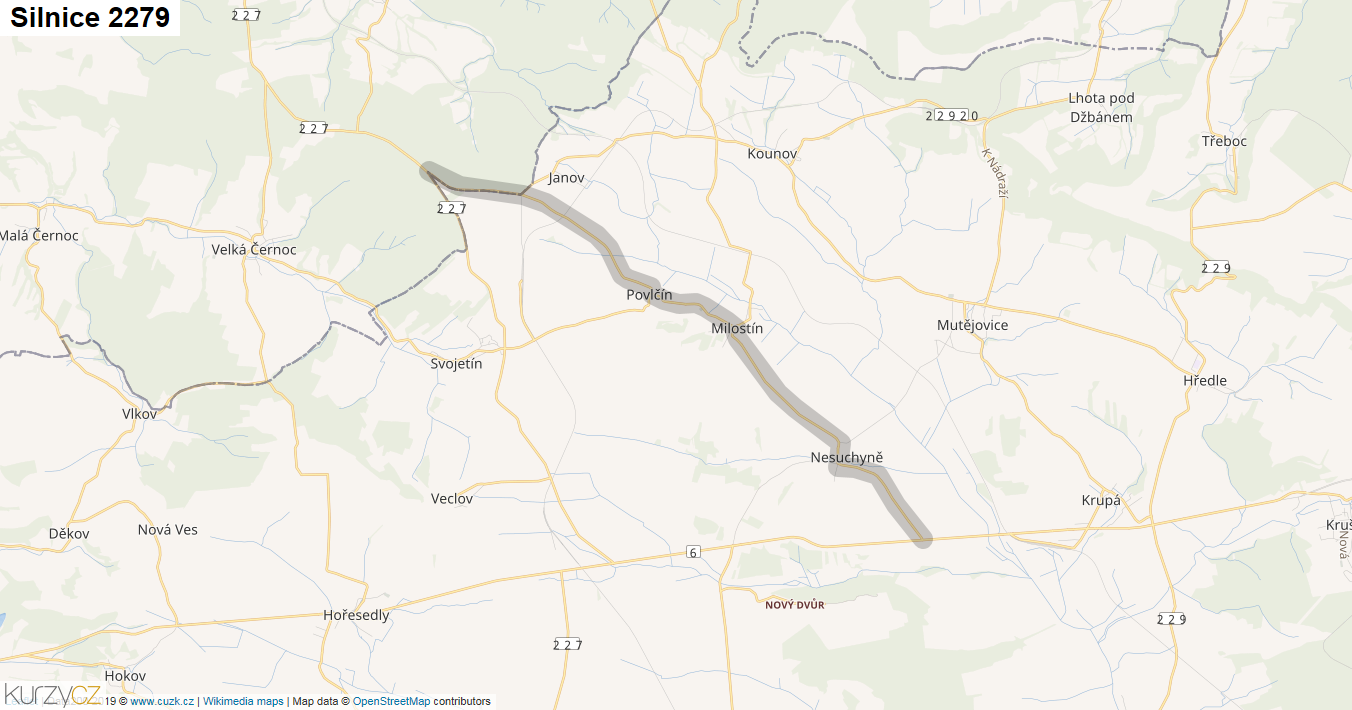 Silnice 2279 - mapa Silnice 2279
