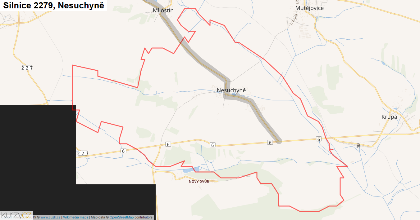 Nesuchyně, Silnice 2279 - Mapa