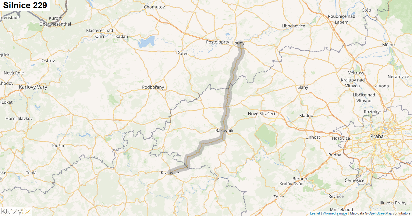Silnice 229 - mapa Silnice 229