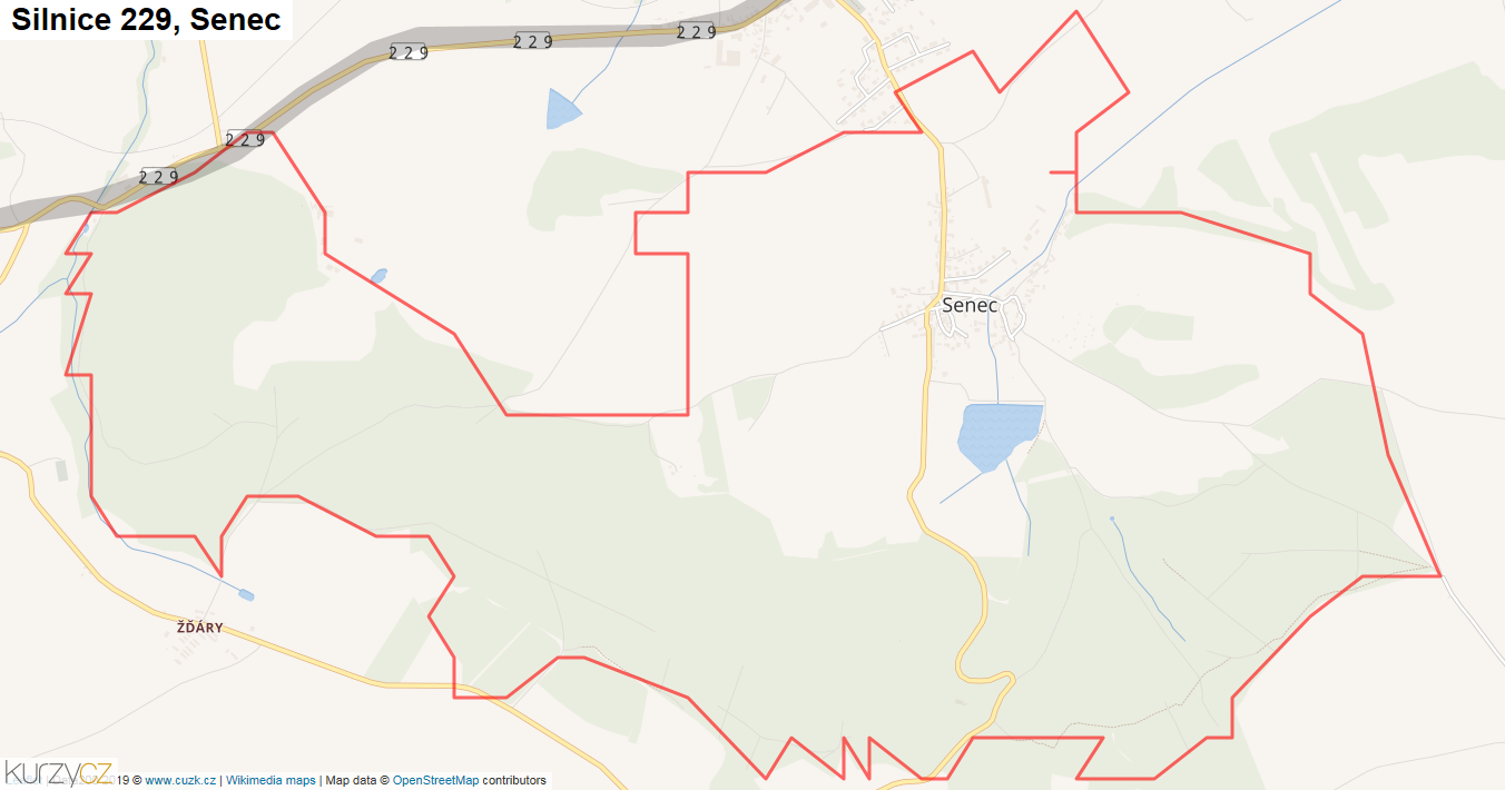 Senec, Silnice 229 - Mapa