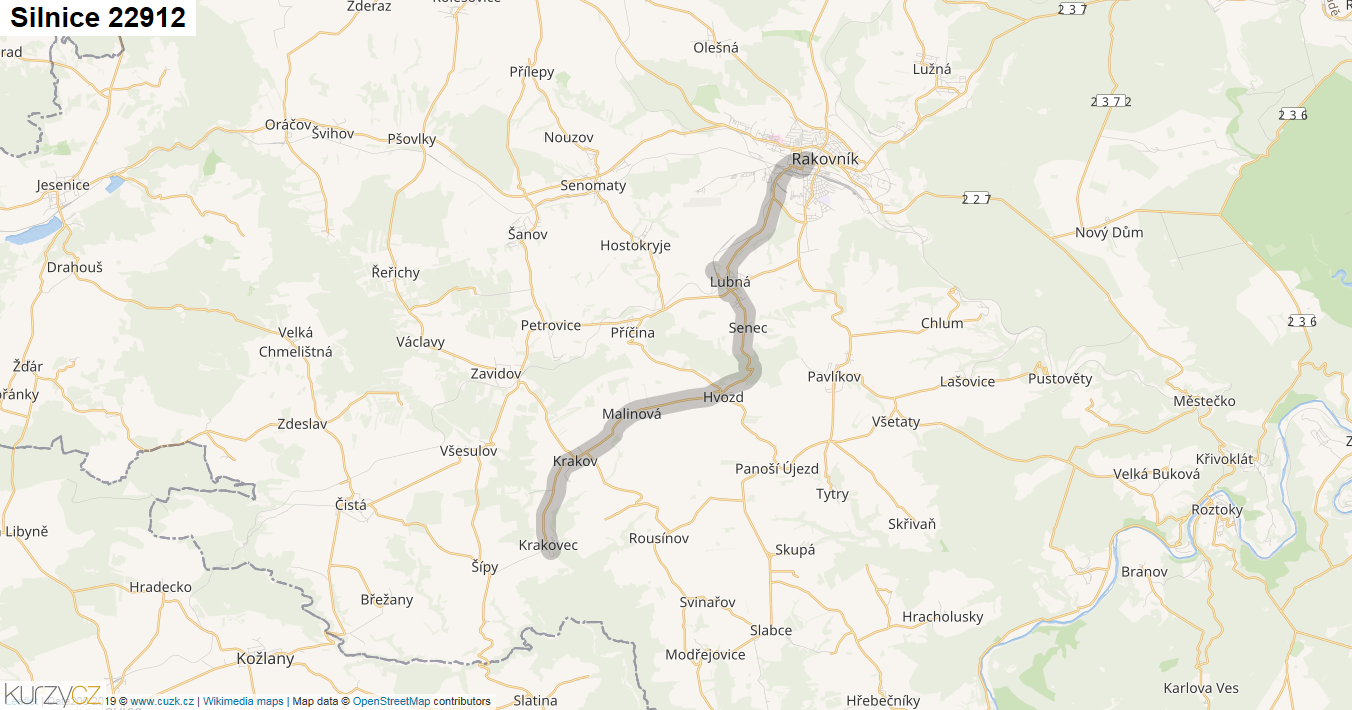 Silnice 22912 - mapa Silnice 22912