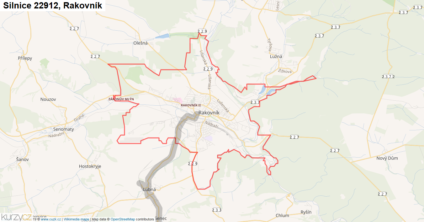 Rakovník, Silnice 22912 - Mapa