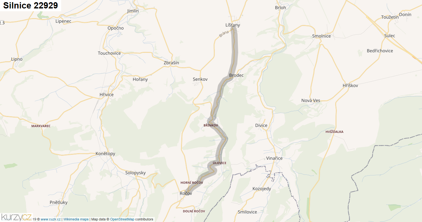 Silnice 22929 - mapa Silnice 22929