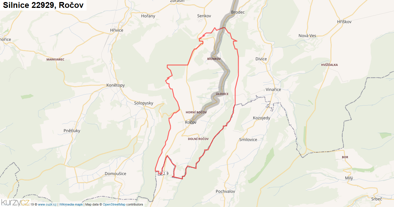 Ročov, Silnice 22929 - Mapa
