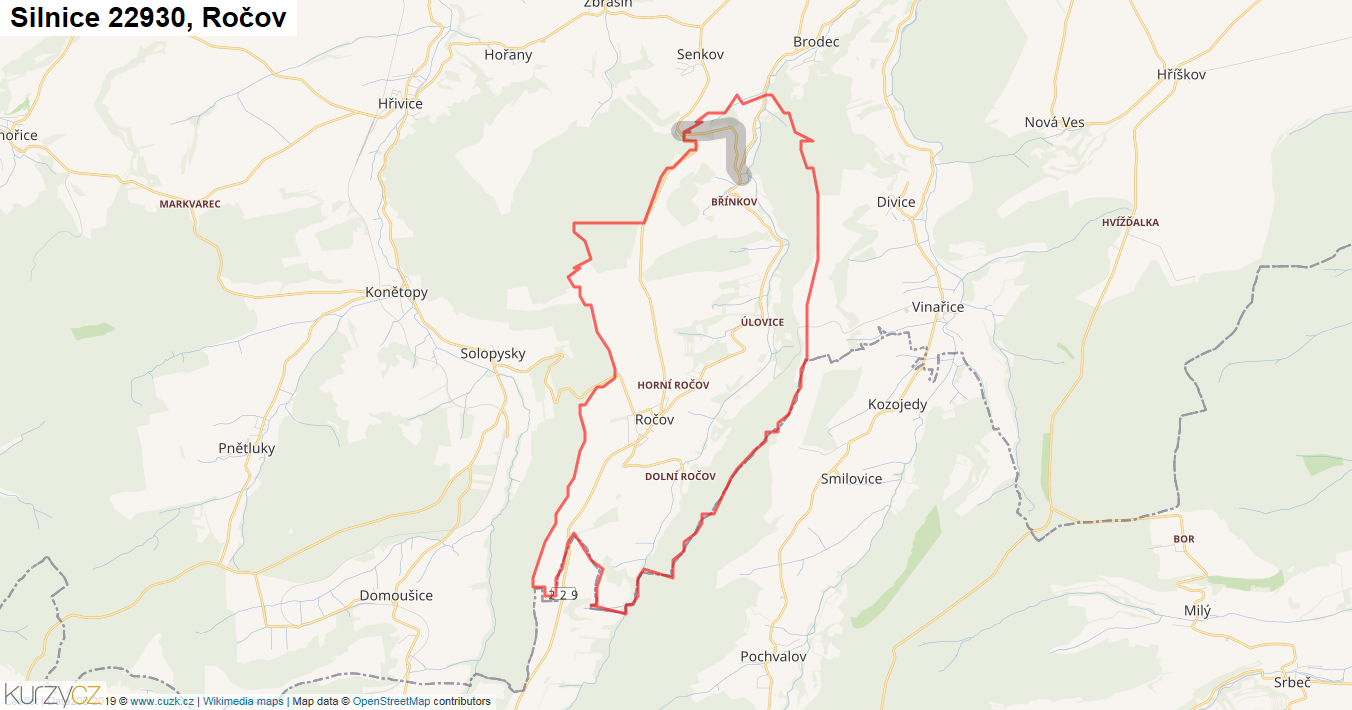 Ročov, Silnice 22930 - Mapa
