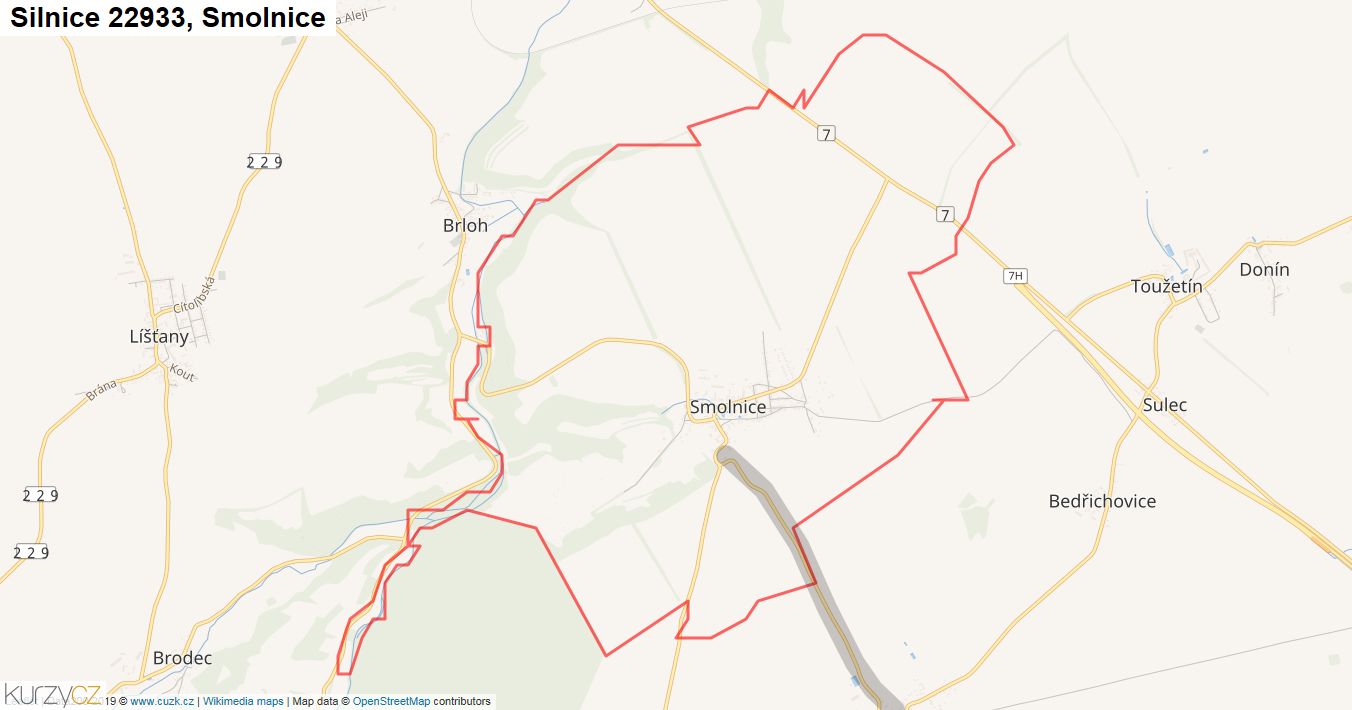 Smolnice, Silnice 22933 - Mapa