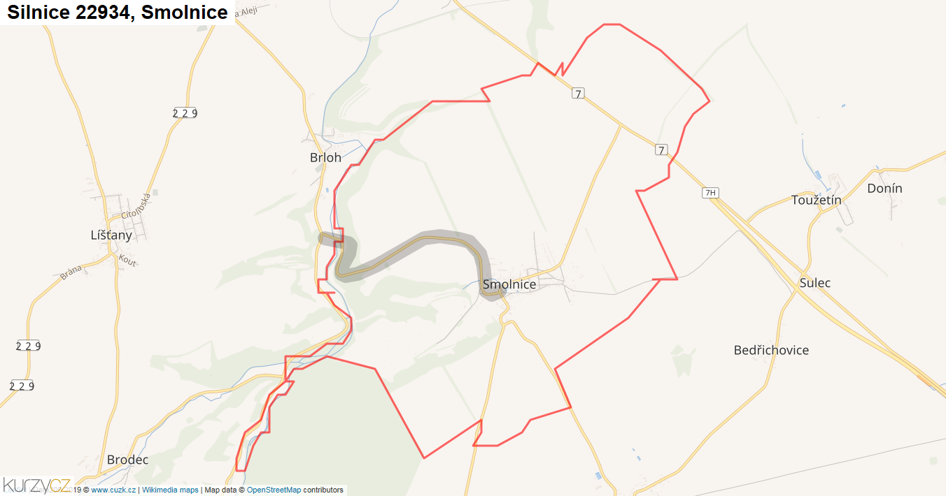 Smolnice, Silnice 22934 - Mapa