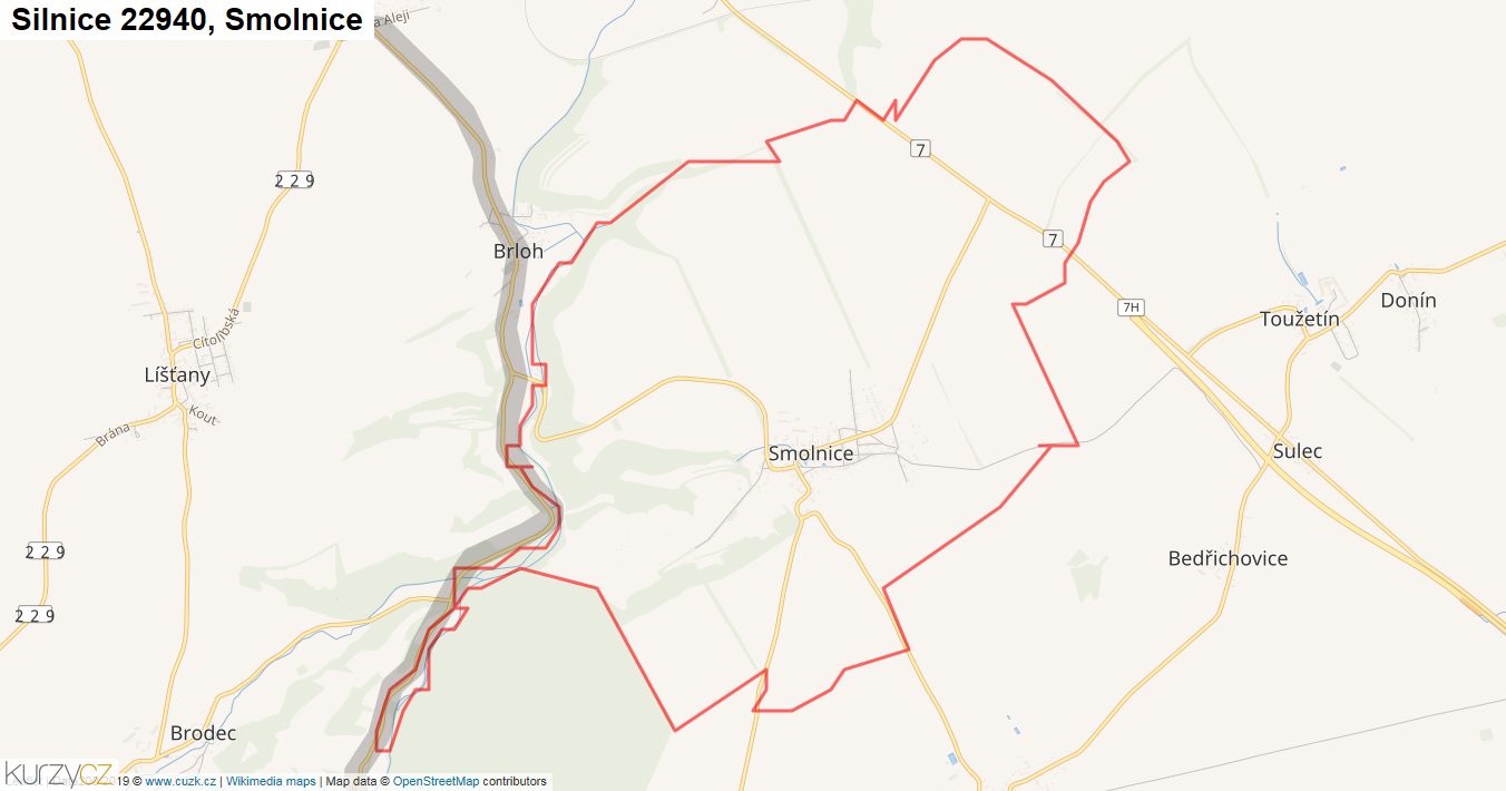 Smolnice, Silnice 22940 - Mapa