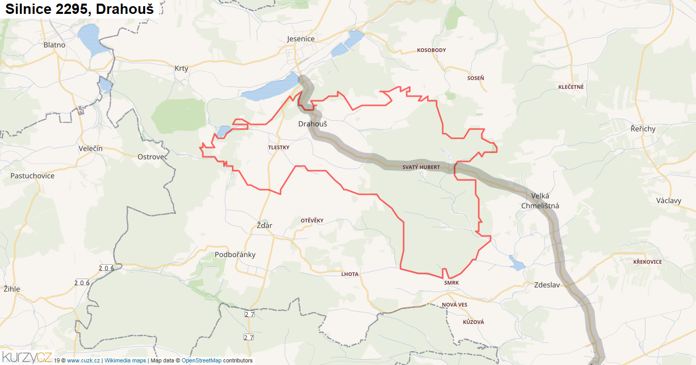 Drahouš, Silnice 2295 - Mapa