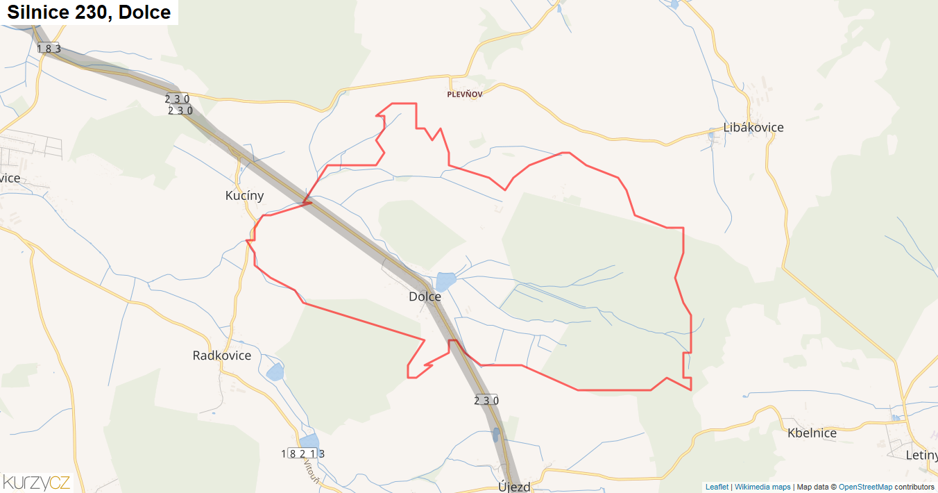 Dolce, Silnice 230 - Mapa