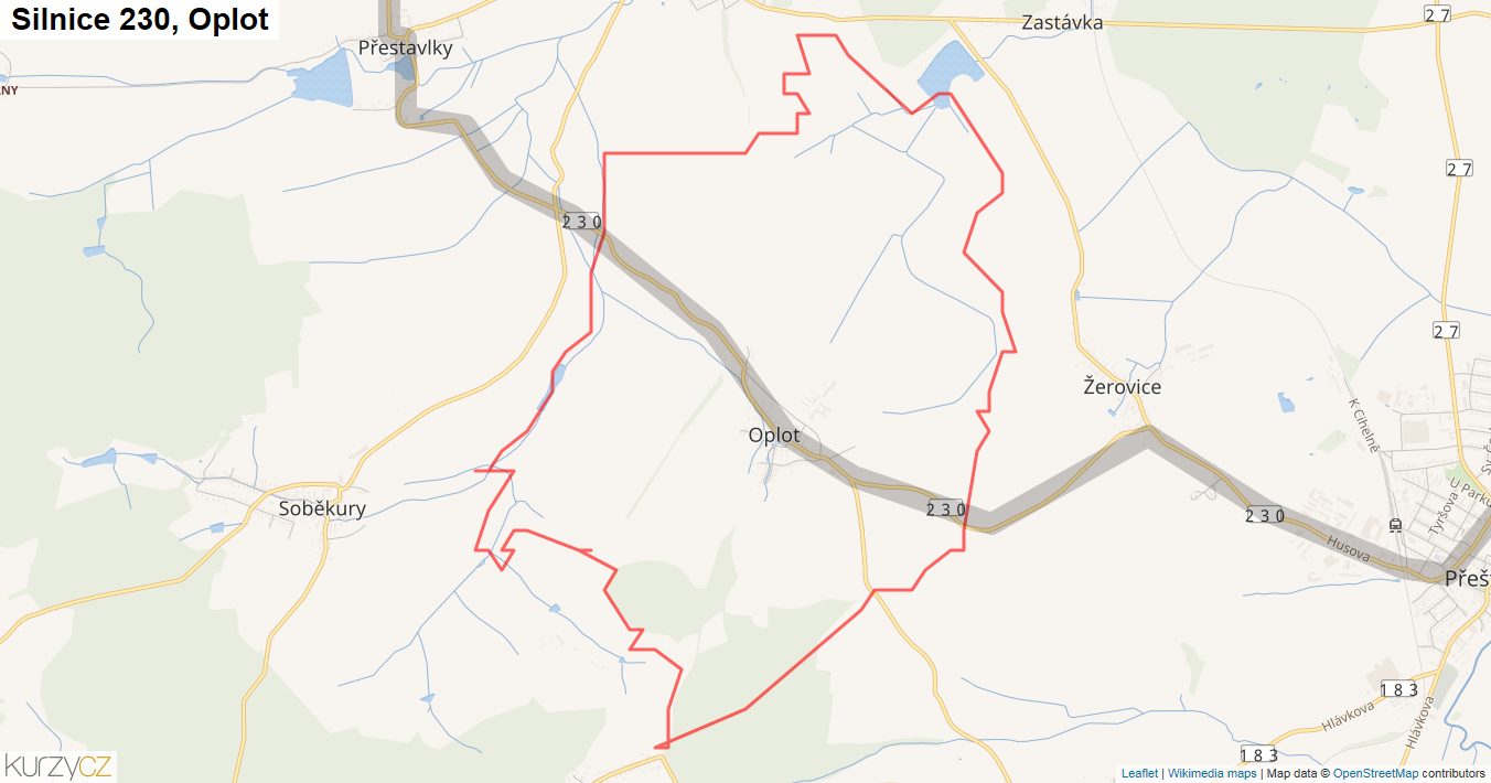 Oplot, Silnice 230 - Mapa