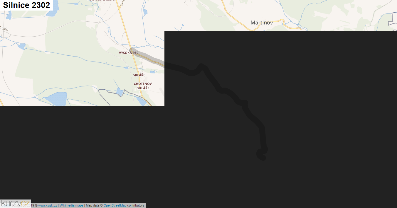Silnice 2302 - mapa Silnice 2302