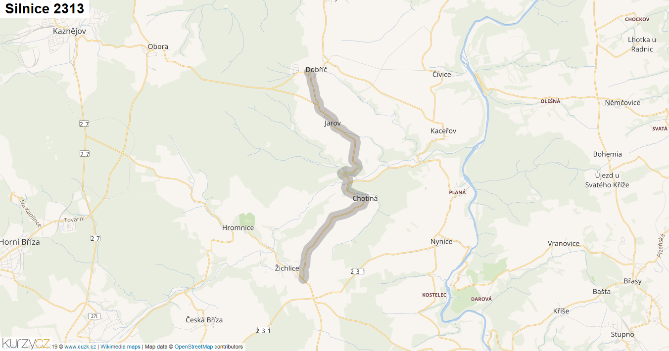 Silnice 2313 - mapa Silnice 2313