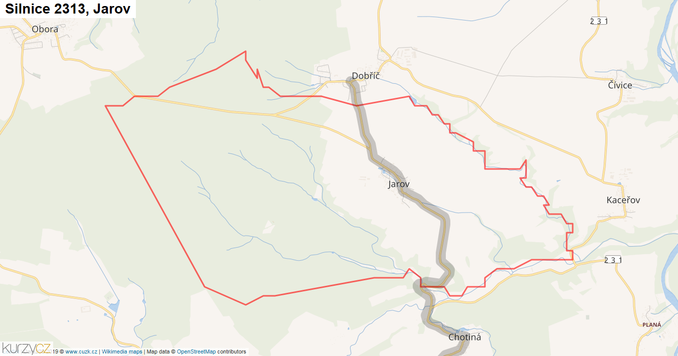 Jarov, Silnice 2313 - Mapa