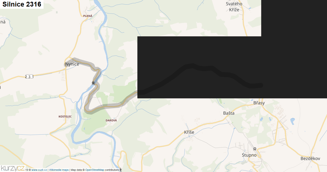 Silnice 2316 - mapa Silnice 2316