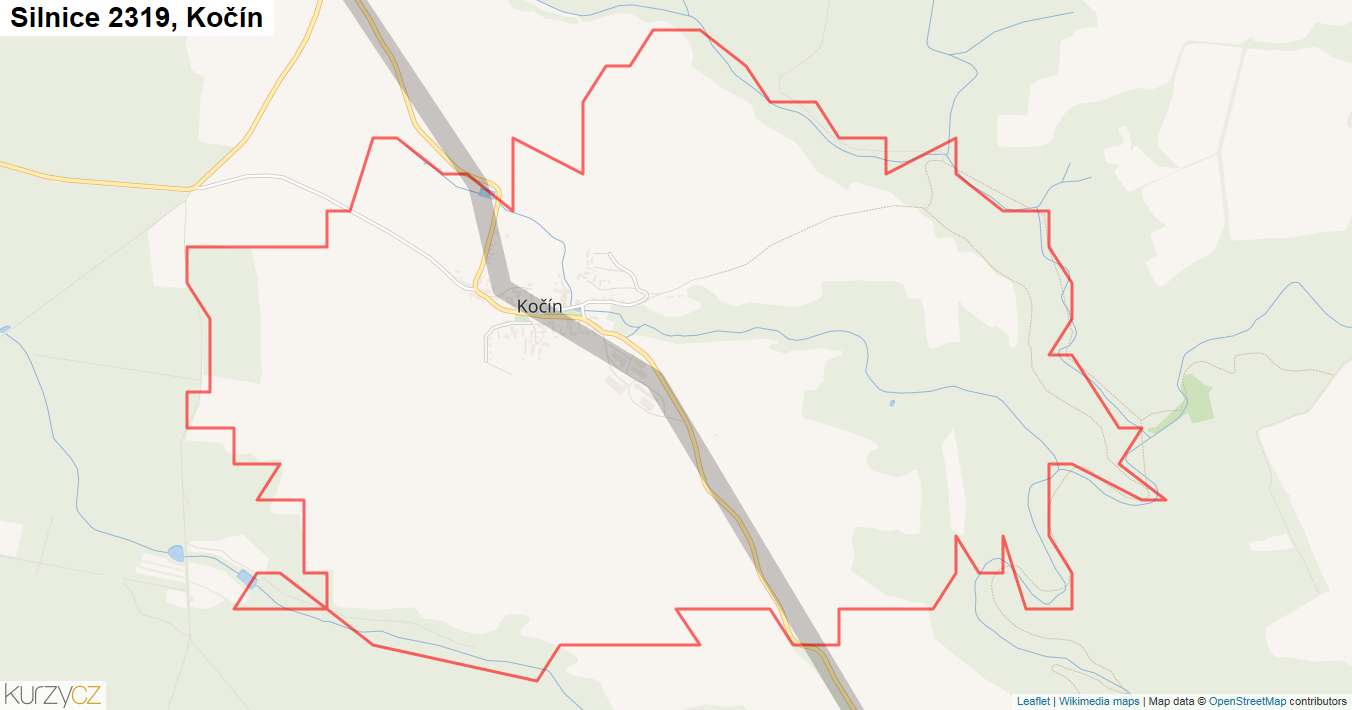 Kočín, Silnice 2319 - Mapa