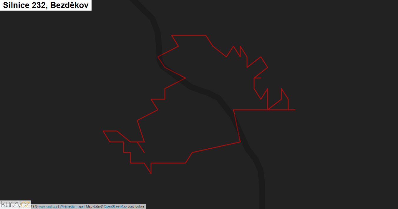 Bezděkov, Silnice 232 - Mapa