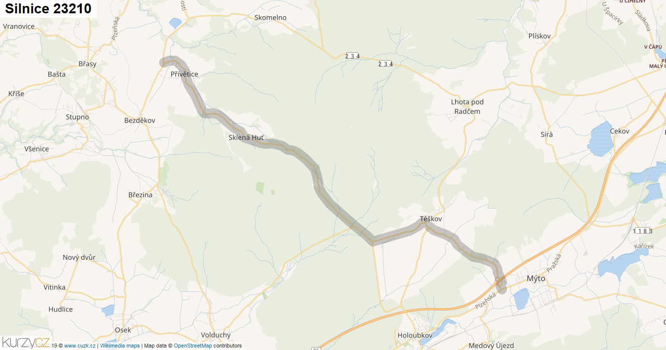 Silnice 23210 - mapa Silnice 23210