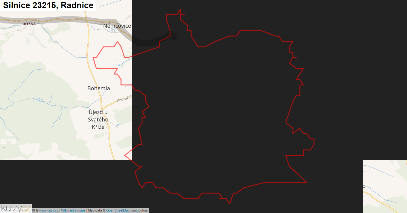 Radnice, Silnice 23215 - Mapa