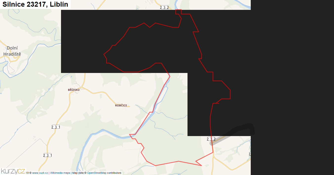 Liblín, Silnice 23217 - Mapa
