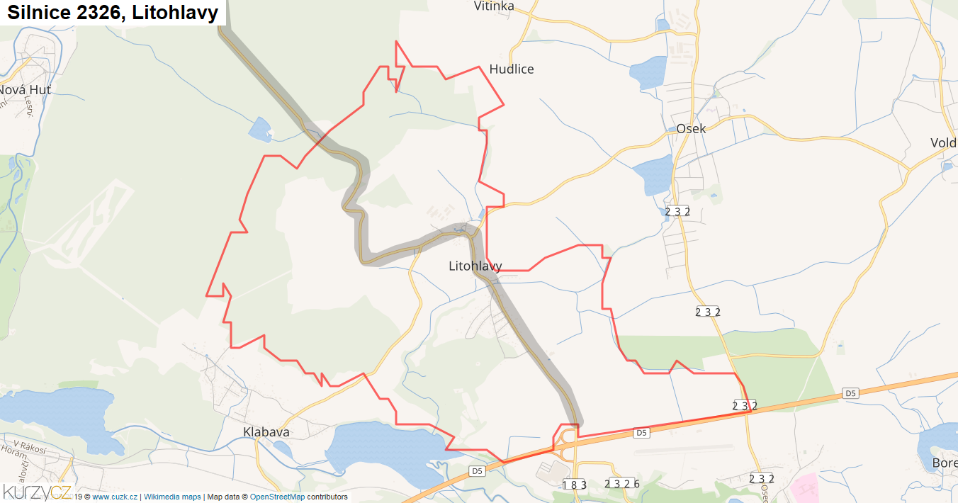 Litohlavy, Silnice 2326 - Mapa