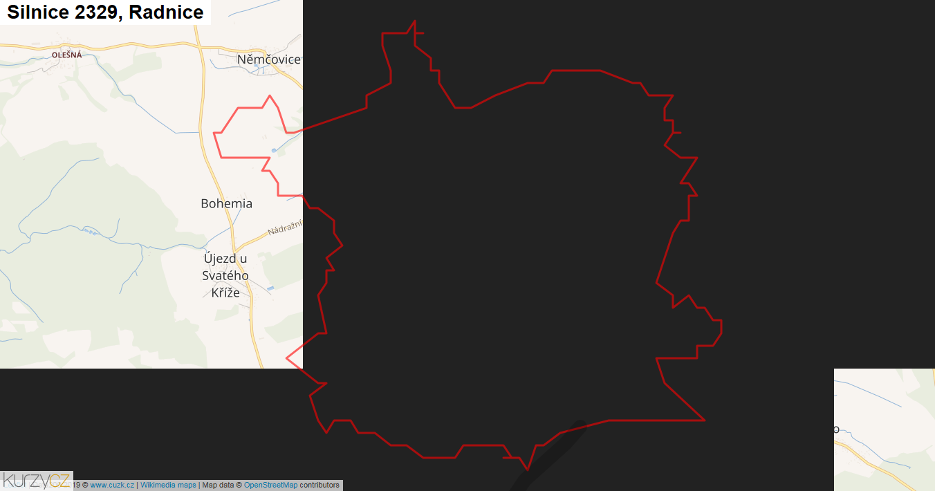 Radnice, Silnice 2329 - Mapa