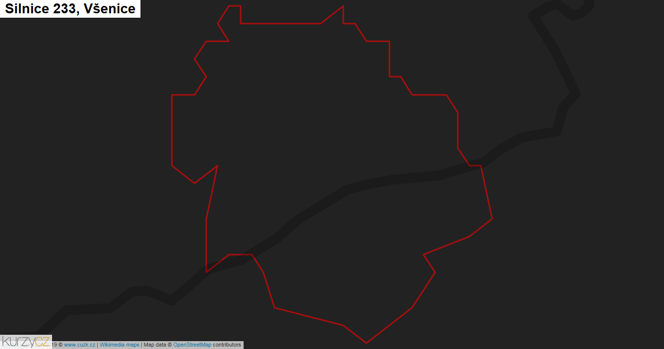 Všenice, Silnice 233 - Mapa