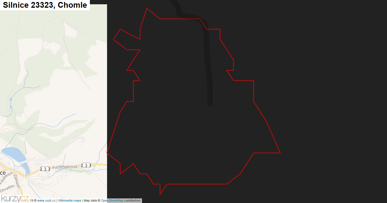 Chomle, Silnice 23323 - Mapa
