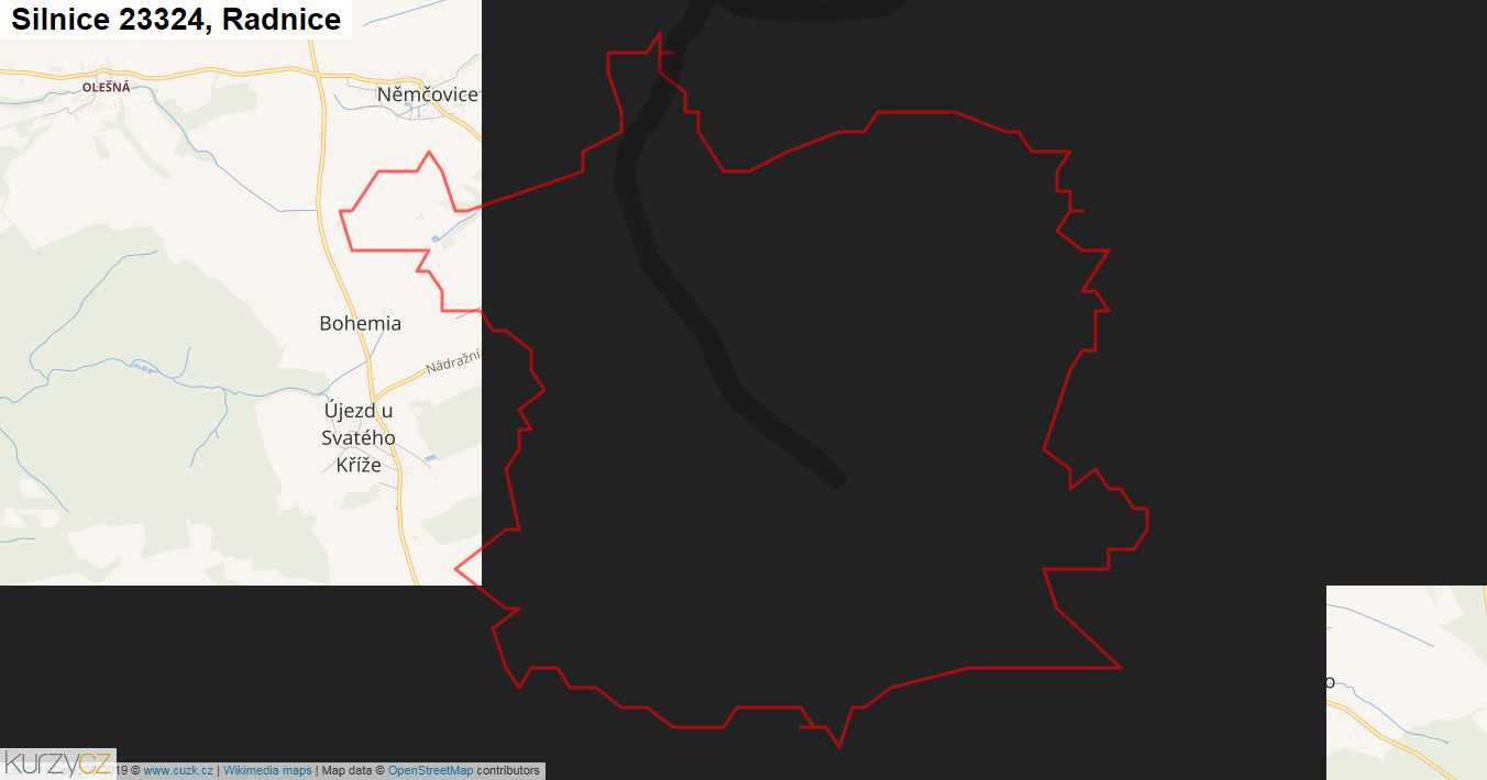Radnice, Silnice 23324 - Mapa