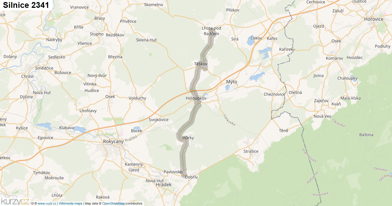 Silnice 2341 - mapa Silnice 2341