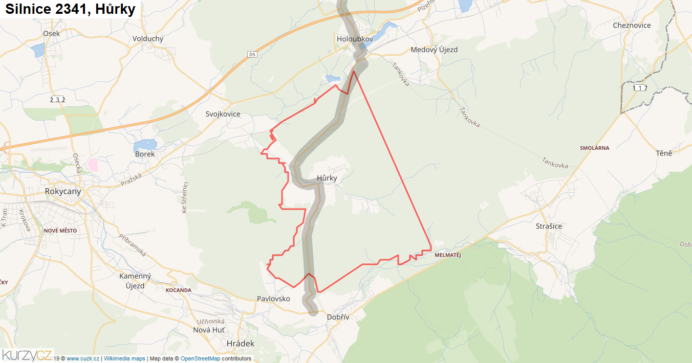 Hůrky, Silnice 2341 - Mapa